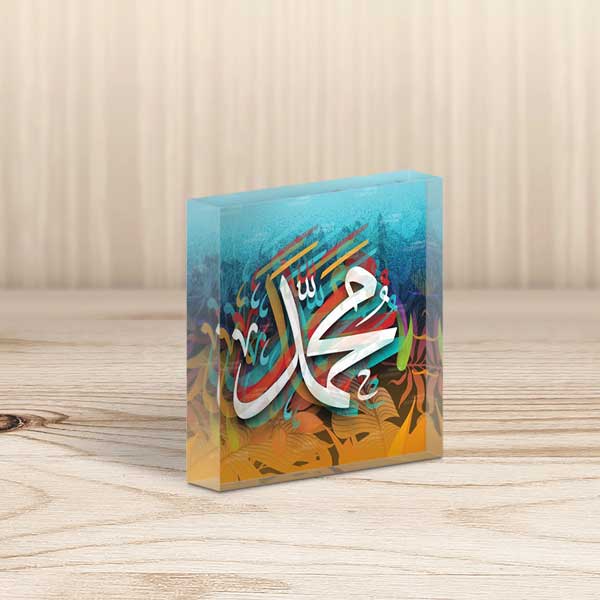 Names – Orange Blue Acrylic Block
