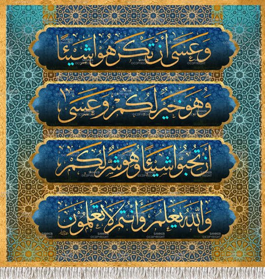 وعسى أن تكرهوا شيئا وهو خير لكم وعسى أن تحبوا شيئا وهو شر لكم والله يعلم وأنتم لا تعلمون